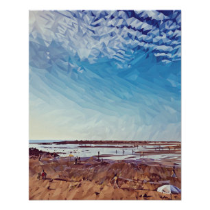 Póster Escena geométrica de la costa abstracta