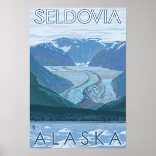 Póster Escena glaciar - Seldovia, Alaska