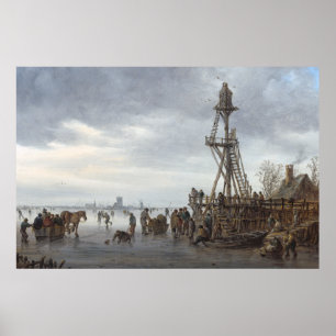 Póster Escena holandesa en enero van Goyen del hielo