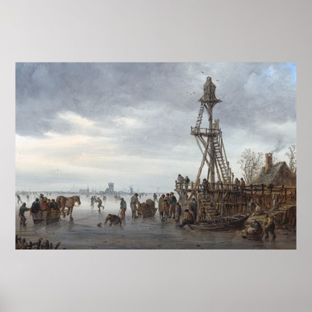 Póster Escena holandesa en enero van Goyen del hielo (Frente)