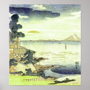 Póster Escena japonesa Woodblock Ukiyo-e del mar del