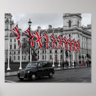 Póster Escena londinense UK Gris y Rojo