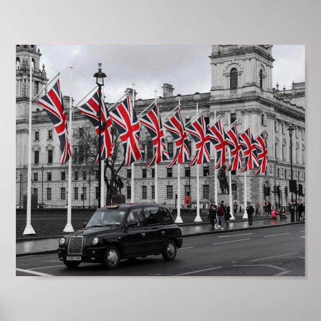 Póster Escena londinense UK Gris y Rojo (Frente)