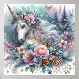 Póster Escena mágica unicornio de invierno 1