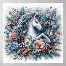 Póster Escena mágica unicornio de invierno 6