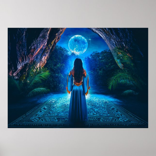 Póster Escena mística en la noche de luna llena (AI) (Frente)