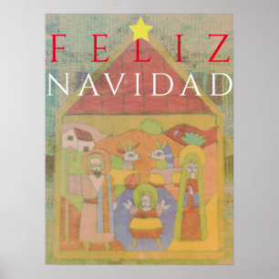 Póster Escena navideña "Feliz"