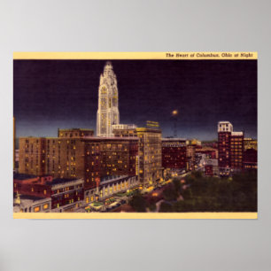 Póster Escena nocturna de Columbus Ohio