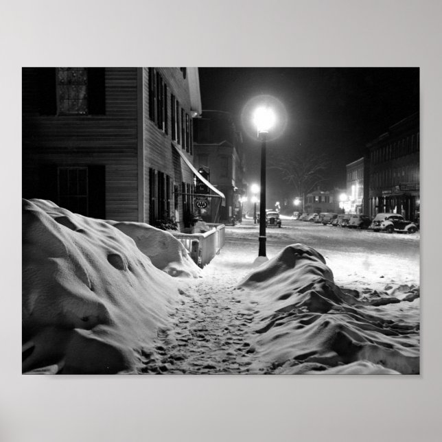Póster Escena nocturna de invierno, Woodstock, Vermont (Frente)