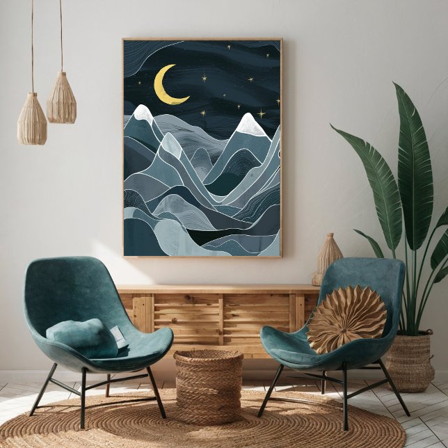 Póster Escena nocturna de las montañas Resumen (Subido por el creador)