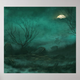 Póster Escena nocturna del Cementerio Abandonado
