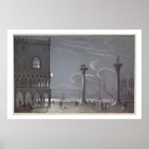 Póster Escena Nocturna del Palazzo Ducale y de los Dos Co