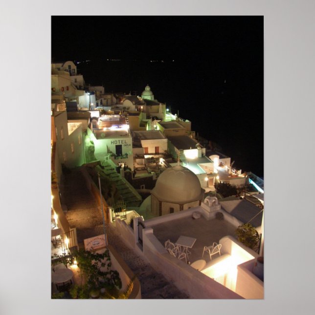 Póster Escena nocturna Santorini (Frente)