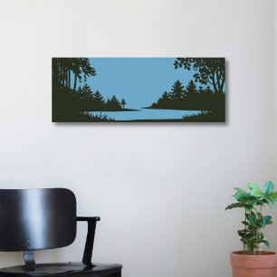 Póster Escena rústica de la naturaleza con cuerpo de agua