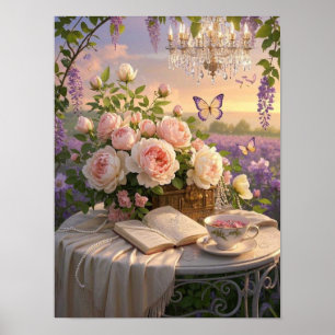 Póster Escena soñadora y desenfocada de un santuario flor