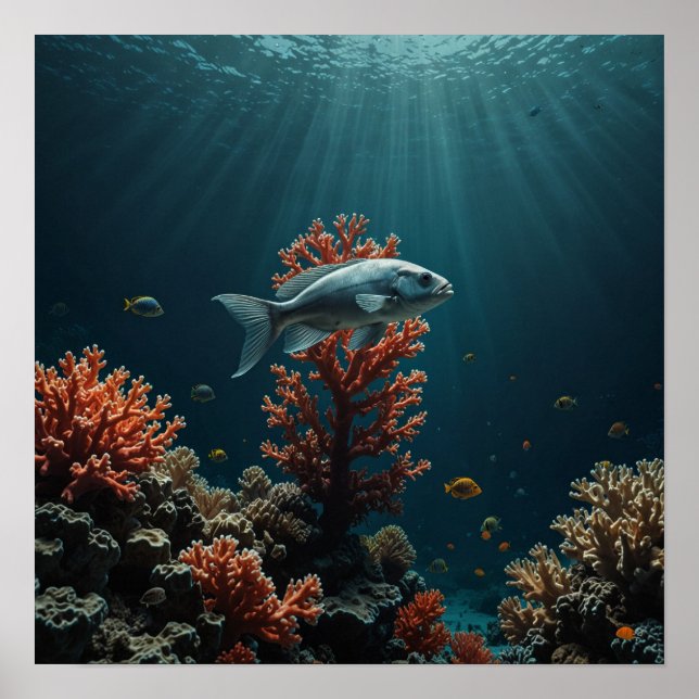 Póster Escena submarina minimalista (Frente)