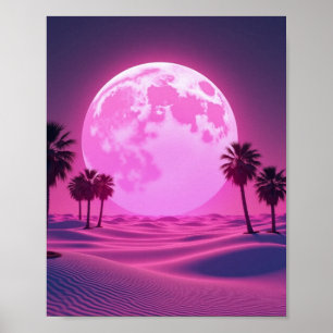 Póster Escena surrealista del desierto de Vaporwave