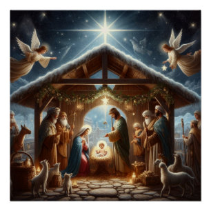 Póster Escena tradicional de la natividad