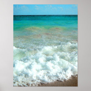 Póster Escena vibrante de la acuarela de la playa