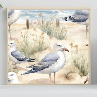 Póster Escenario de aves acuáticas