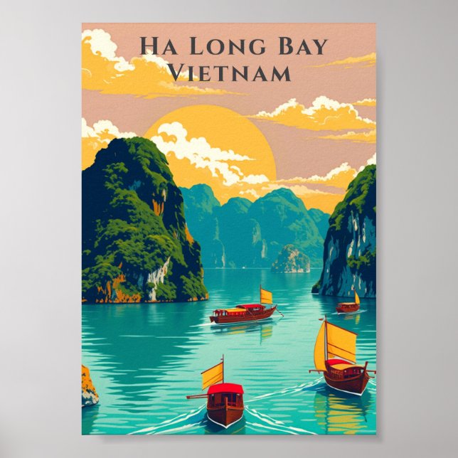 Póster Escenario de botes tradicionales de Ha Long Bay Vi (Frente)