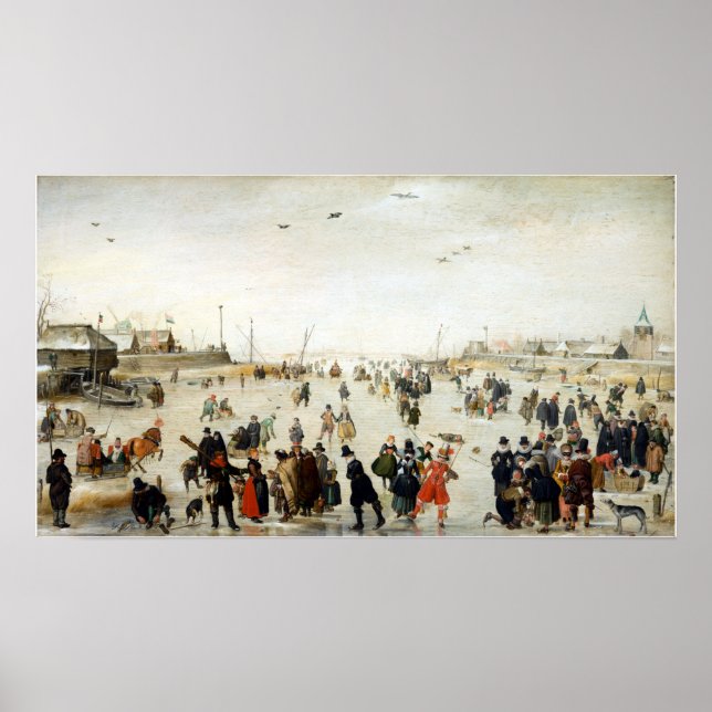 Póster Escenario de Hendrick Avercamp en un canal congela (Frente)