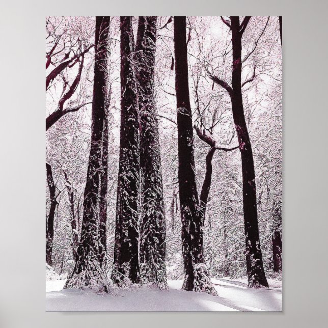 PÓSTER ESCENARIO DE INVIERNO DE NOVIA DE MADERA FORESTAL (Frente)