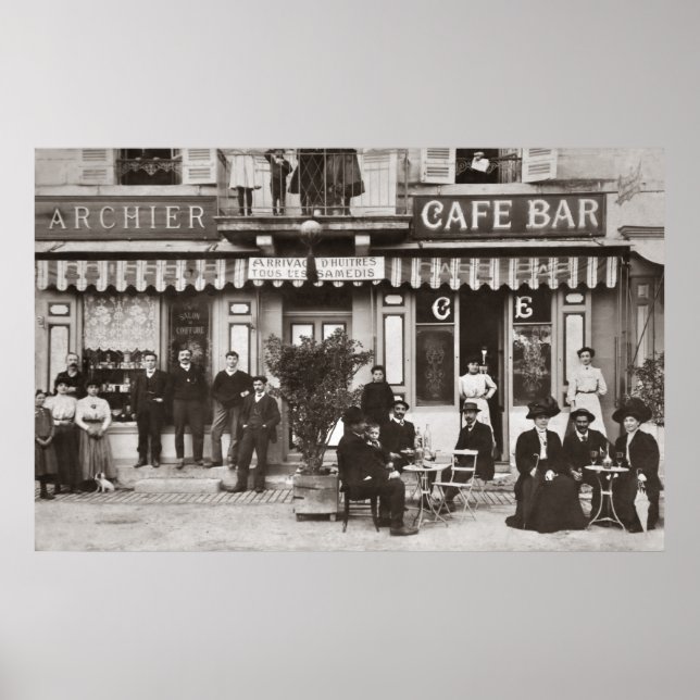 Póster Escenario de la calle del bar cafetería francés (Frente)