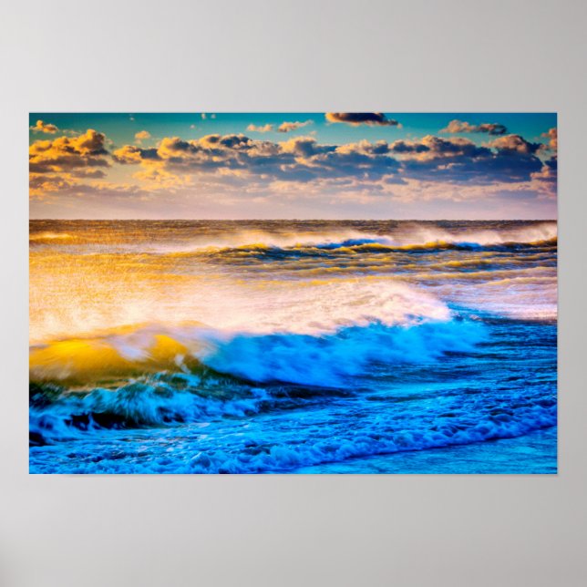 Póster Escenario de la costa al amanecer (Frente)