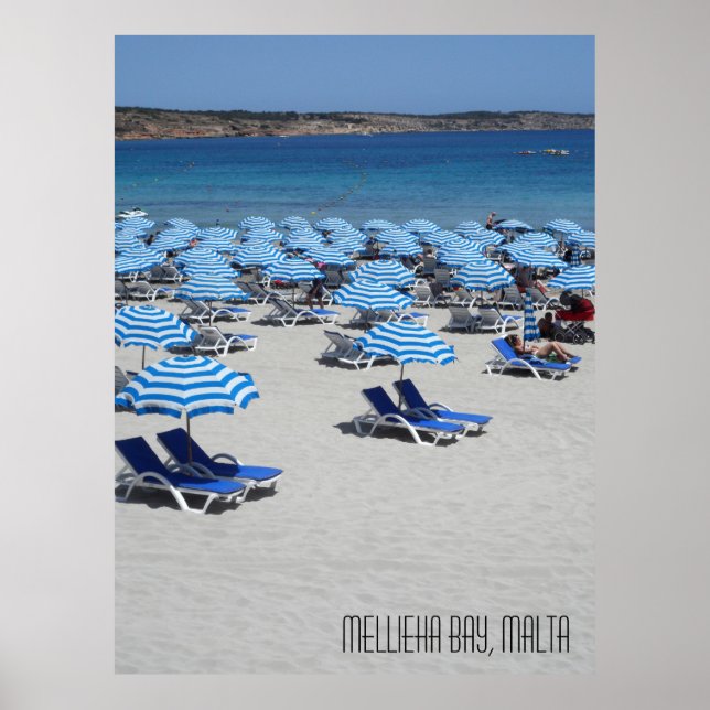 Póster Escenario de la playa de Mellieha Bay en Malta (Frente)