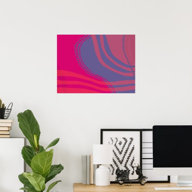 Póster Escenario de líneas y curvas abstractas (Oficina en casa)
