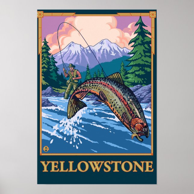 Póster Escenario de pesca de mosca - Parque nacional Yell (Frente)