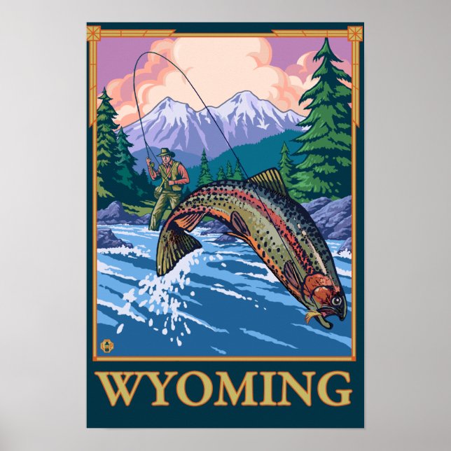 Póster Escenario de pesca de mosca - Wyoming (Frente)