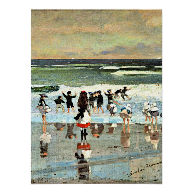 Póster Escenario de playa, pintura de época de arte fino (Anverso)