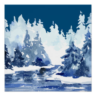 Póster Escenario del bosque de invierno