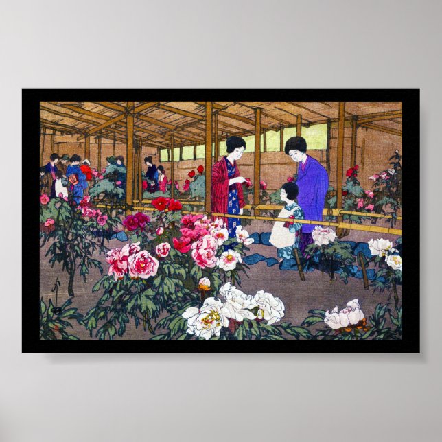 Póster Escenario japonés de flores de jardín oriental de  (Frente)