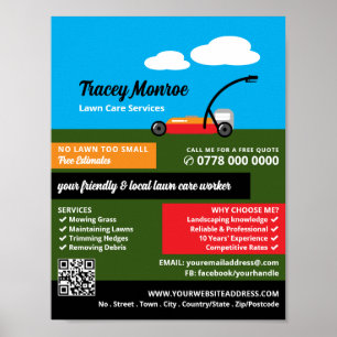 Póster Escenario Lawn-Mower, servicios de cuidado de césp