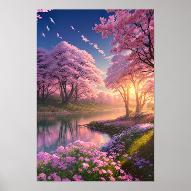 Póster Escenario mágico de primavera (Frente)