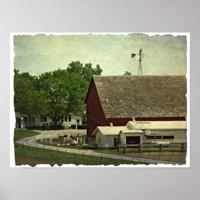 Póster Escenario rural de la granja Iowa (Frente)