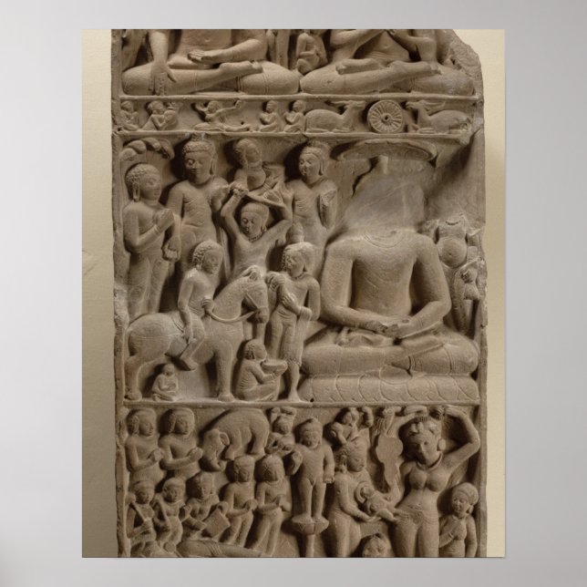 Póster Escenas de la vida de Buda, Sarnath, Uttar Pradesh (Frente)