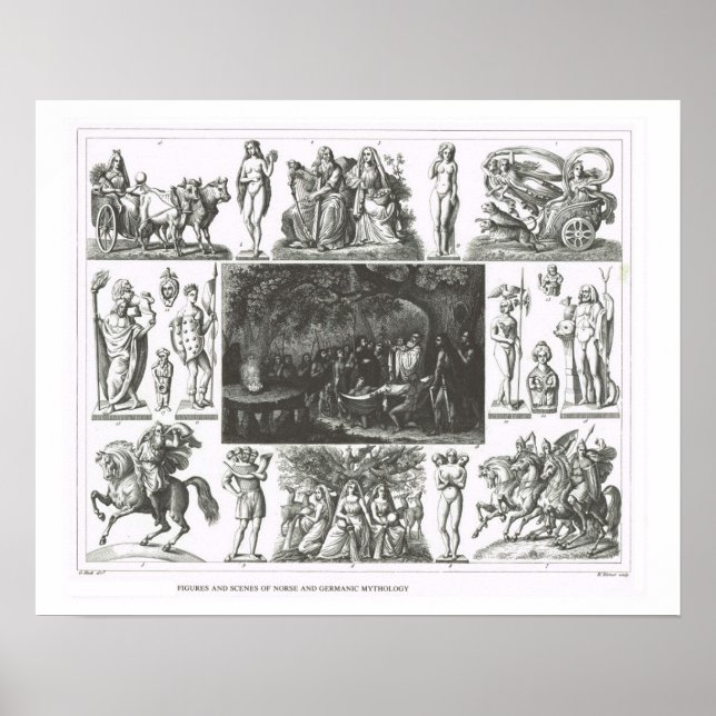 Póster Escenas de mitología nórdica y germánica (Frente)