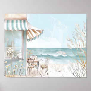 Póster escenas de playa de color agua