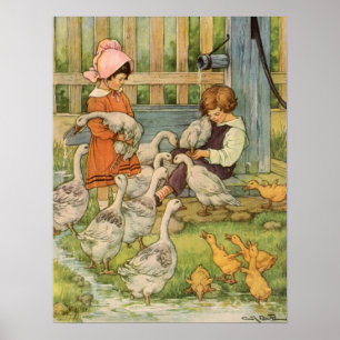 Póster Escenas tempranas de la granja