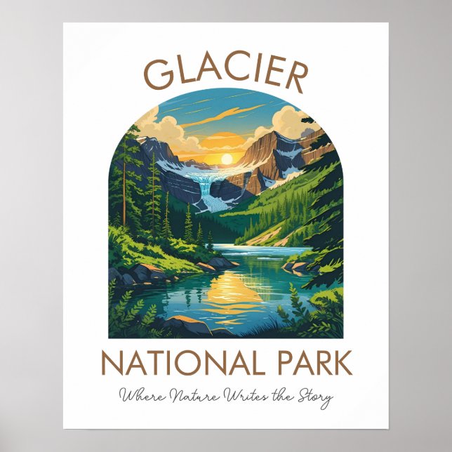 Póster Escénico del Parque Nacional Glaciar (Frente)