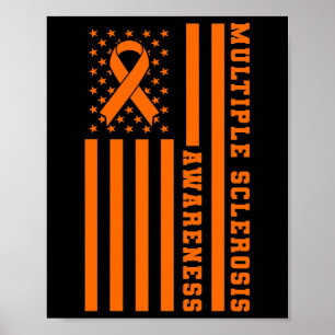 Póster Esclerosis Sra. Awareness Patriotic Bandera Estado