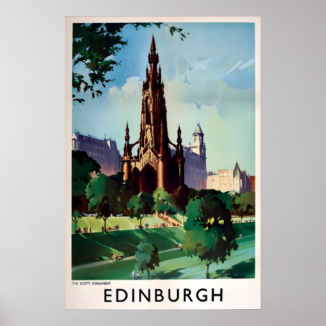 Póster Escocia Edimburgo Monumento Scott Impresión (Frente)