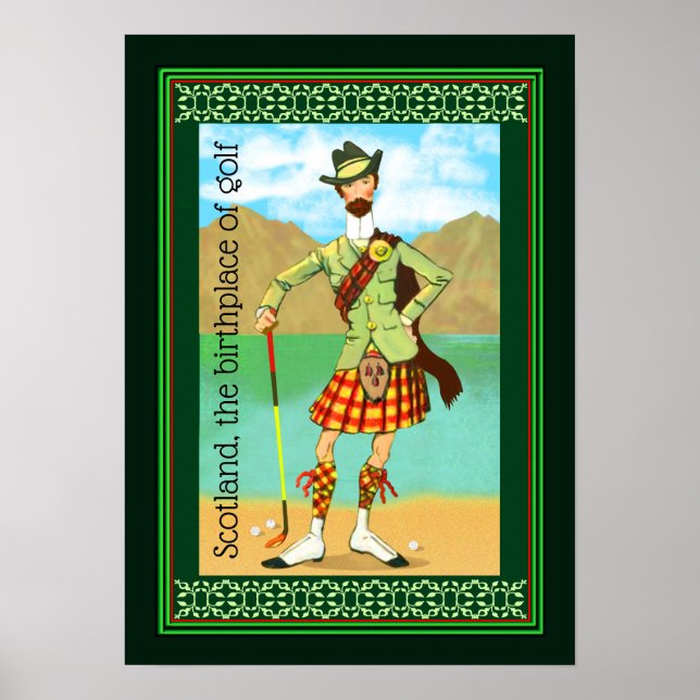 Póster Escocia, el lugar de nacimiento del golf (Frente)