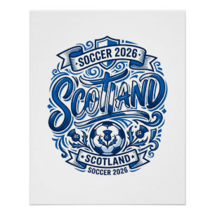 Póster Escocia Fútbol 2026 Fútbol Negrita Tipografía País