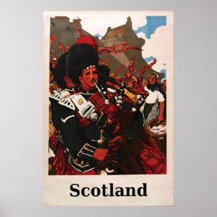 Póster Escocia Gaita Tartán Highlanders