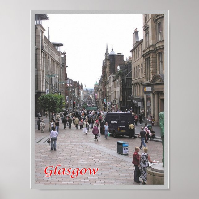 Póster Escocia - Glasgow - Calle Buchanan - (Frente)